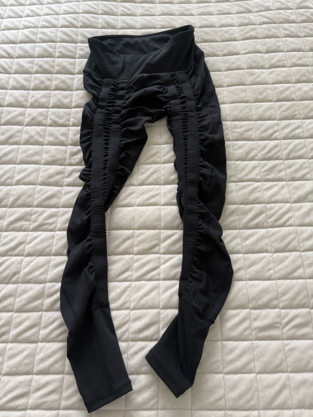 Sweetflex High-Waist Black Ruched Banded Leggings - Sculpting Everyday Wear